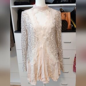 Free People Tell Tale Heart long sleeve mini dress/ tunic